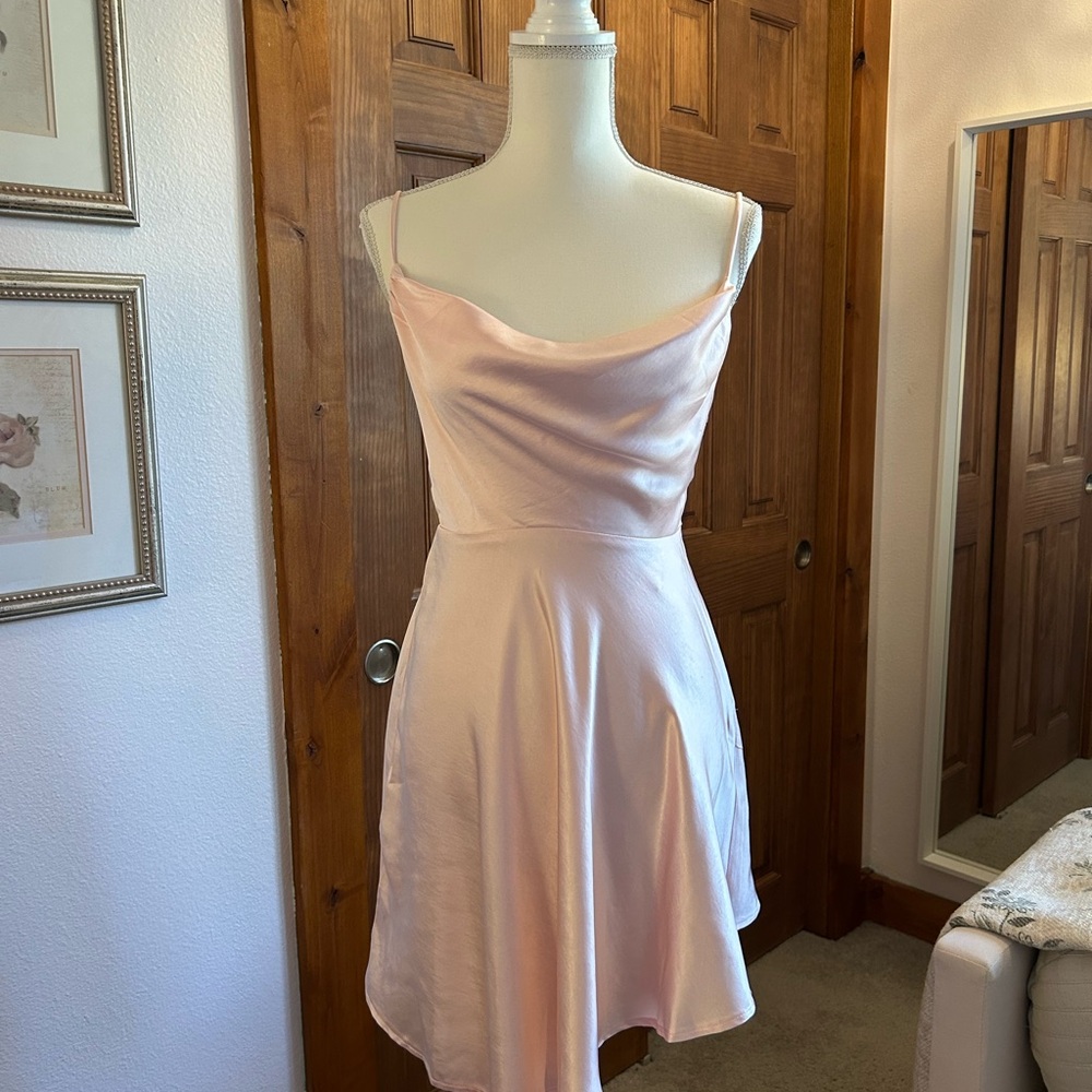Sweet Pink Satin Dress